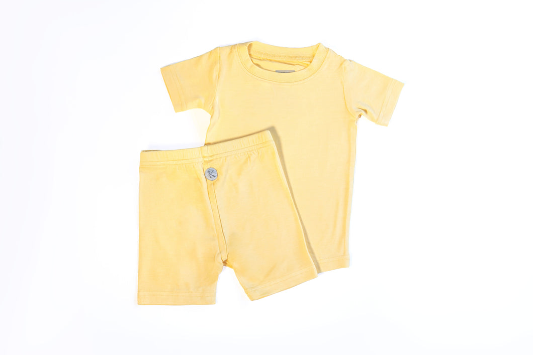 Two Piece Shorts and Tee Jammies - Yellow Sunshine 4T