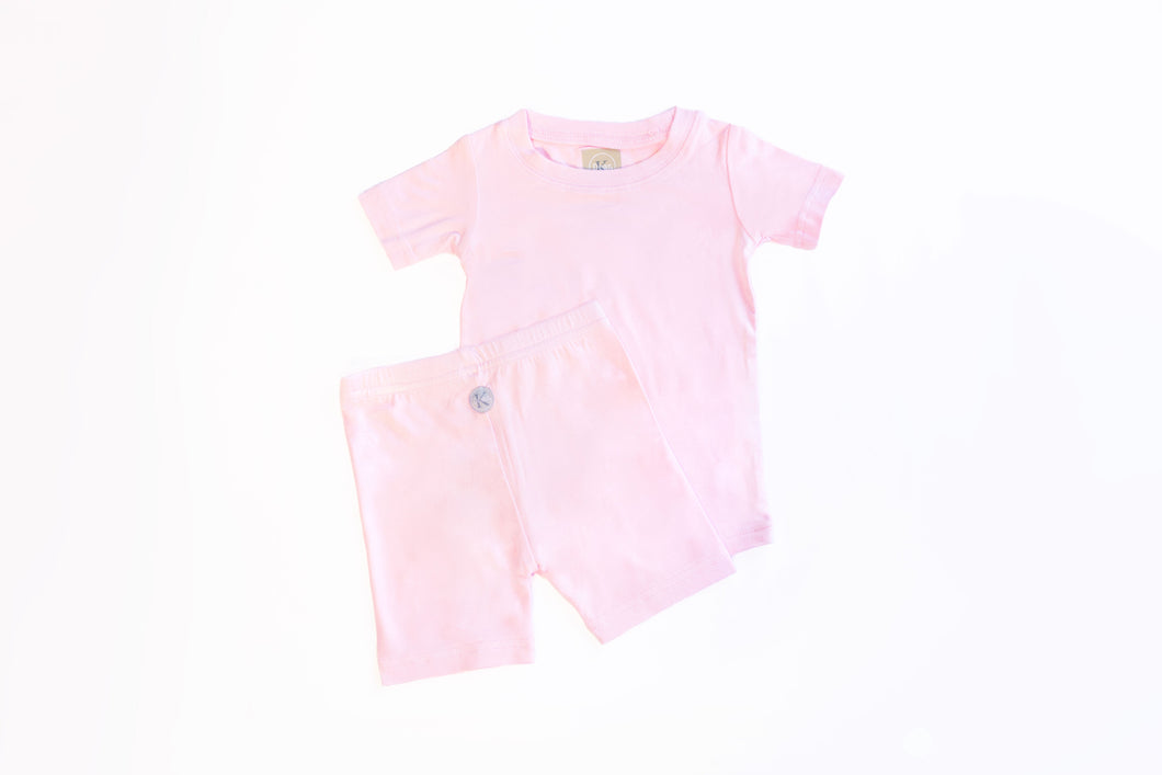 Two Piece Shorts and Tee Jammies - Pink Peony 2T